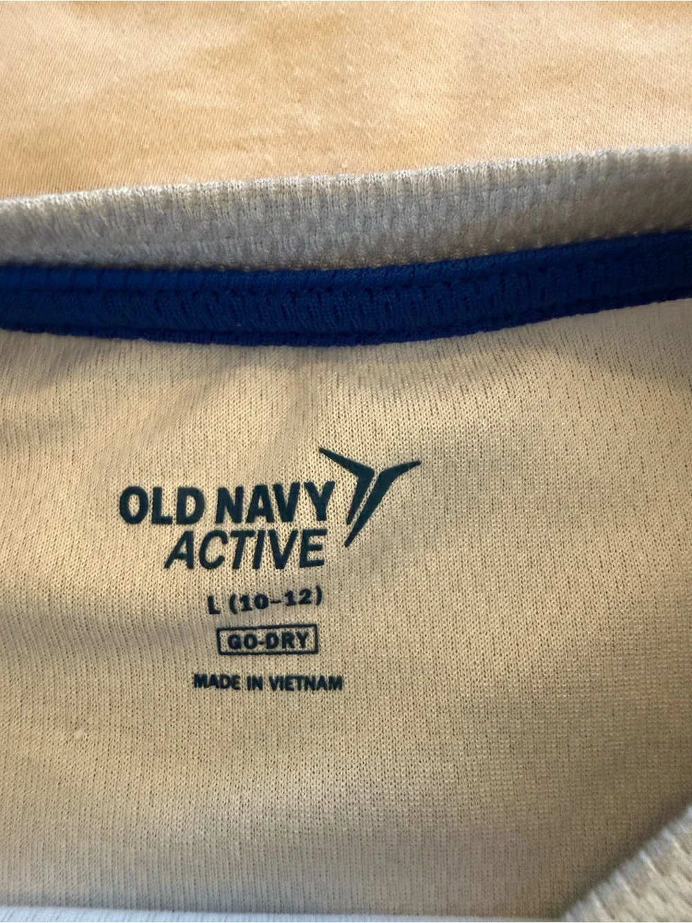 Old Navy Active Cream Tank with Blue Trim
